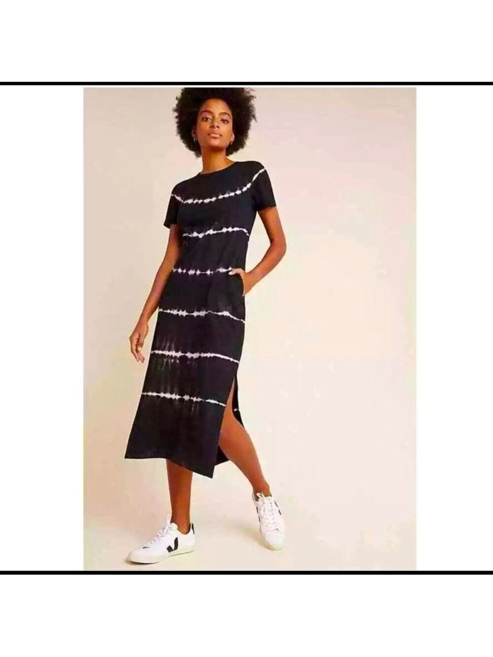 Anthropologie Black and White Tie-Dye Dress